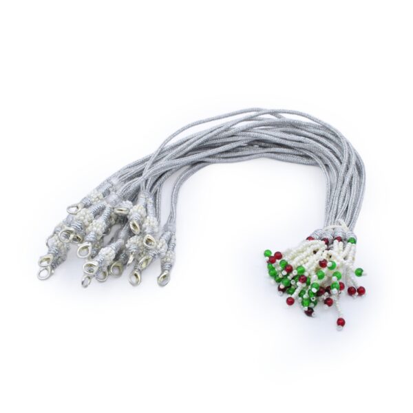 6 Pieces Necklace Back Rope Dori for Jewellery Making (Silver with Beads) - Image 2