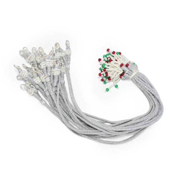 6 Pieces Necklace Back Rope Dori for Jewellery Making (Silver with Beads)